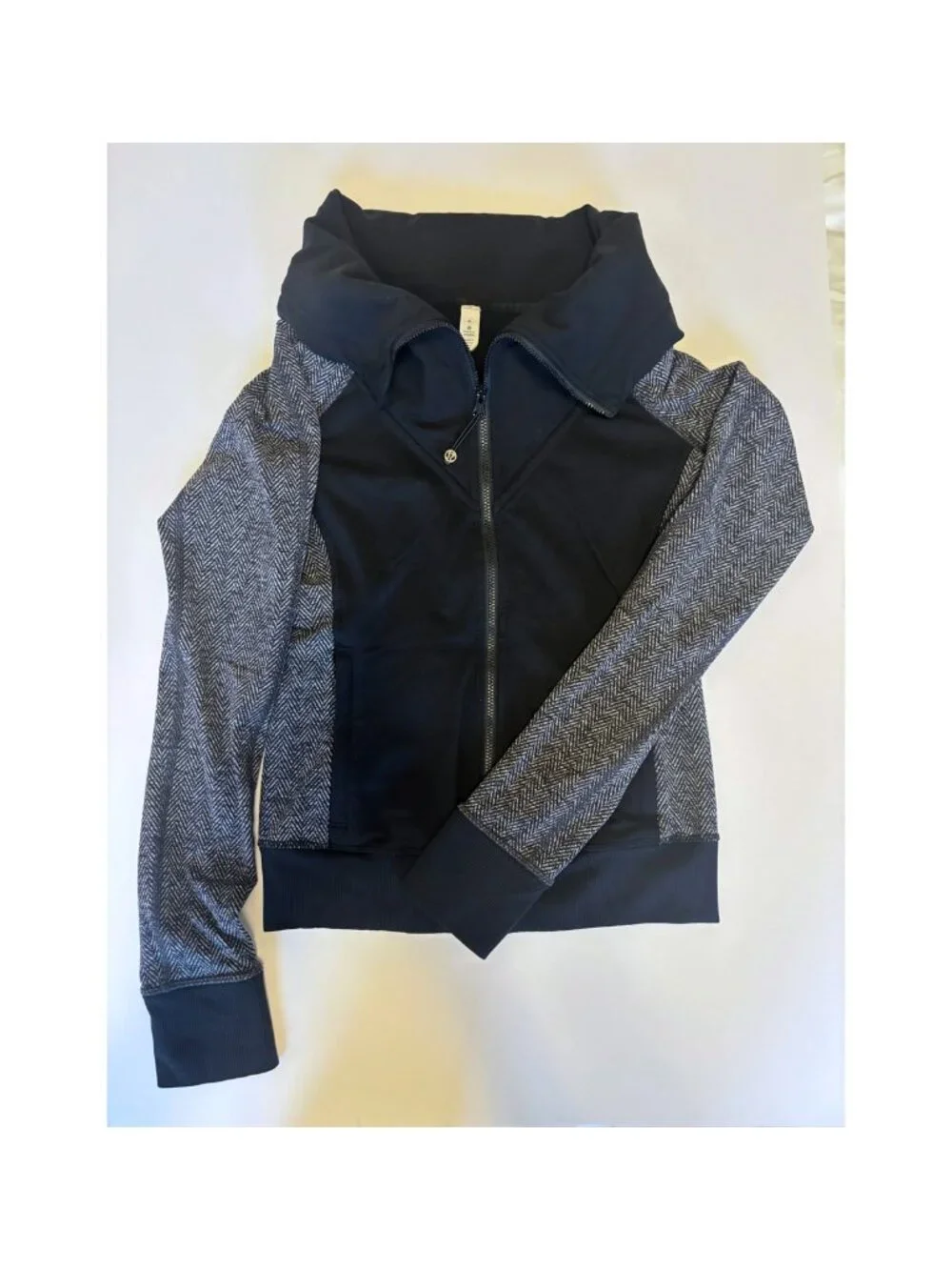 lululemon Define Jacket Black Herringbone Colorblock Full Zip, Size 4